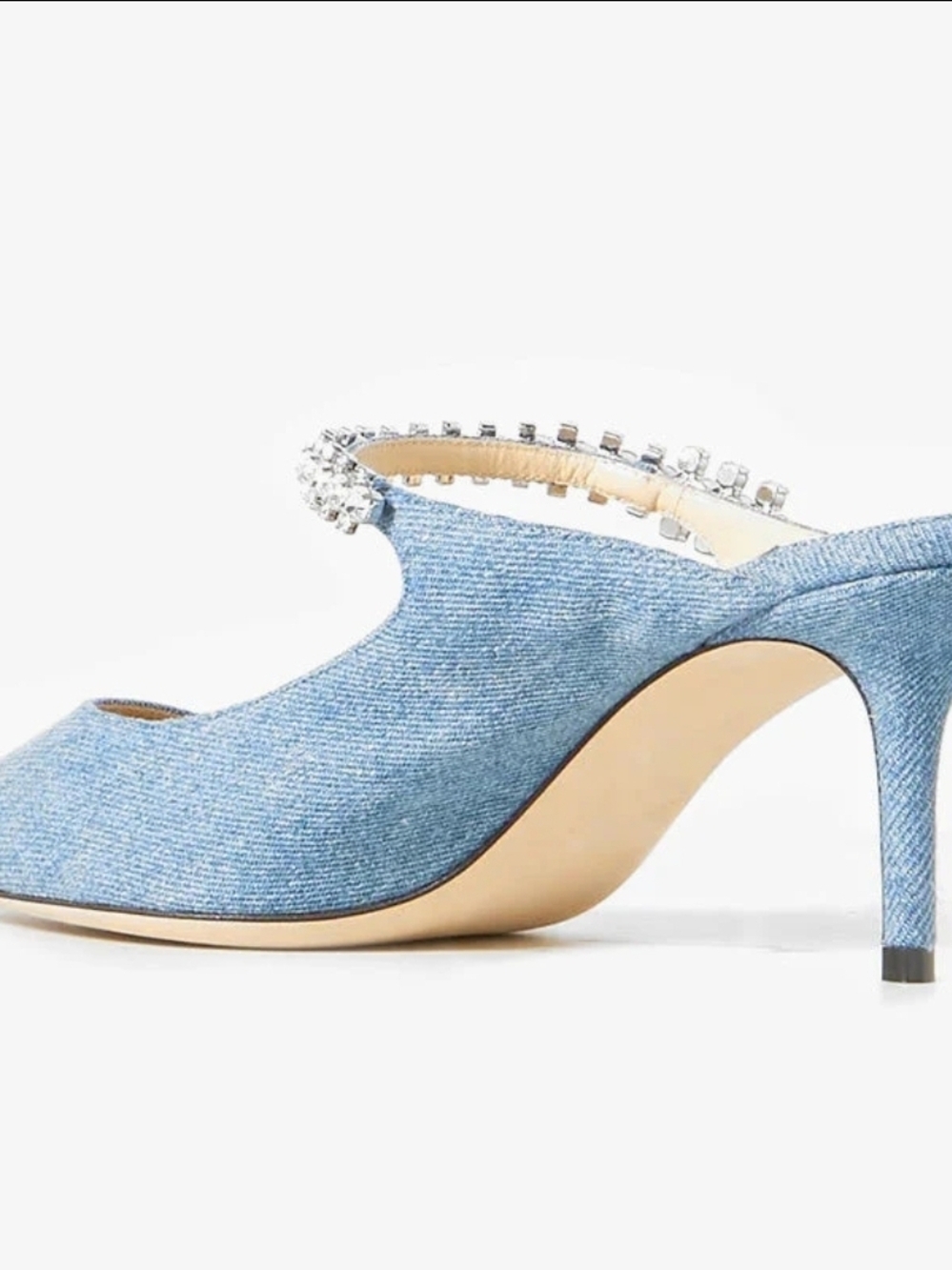 Jimmy Choo Denim Embellished Heel Mules In 39/US 8 - Picture 3 of 12